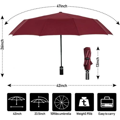  [아마존 핫딜]  [아마존핫딜]Newdora Windproof Travel Folding Umbrella Golf Umbrella Auto Open Close Button and Upgraded Handle, Lightweight 10 Ribs Automatic Windproof Canopy Compact with Light Reflective-Gif