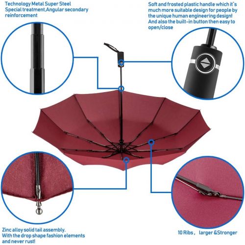  [아마존 핫딜]  [아마존핫딜]Newdora Windproof Travel Folding Umbrella Golf Umbrella Auto Open Close Button and Upgraded Handle, Lightweight 10 Ribs Automatic Windproof Canopy Compact with Light Reflective-Gif