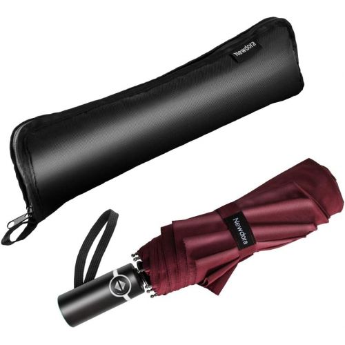  [아마존 핫딜]  [아마존핫딜]Newdora Windproof Travel Folding Umbrella Golf Umbrella Auto Open Close Button and Upgraded Handle, Lightweight 10 Ribs Automatic Windproof Canopy Compact with Light Reflective-Gif