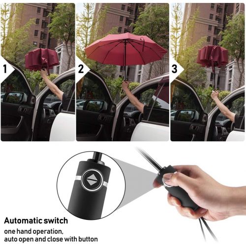  [아마존 핫딜]  [아마존핫딜]Newdora Windproof Travel Folding Umbrella Golf Umbrella Auto Open Close Button and Upgraded Handle, Lightweight 10 Ribs Automatic Windproof Canopy Compact with Light Reflective-Gif