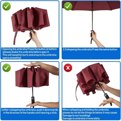  [아마존 핫딜]  [아마존핫딜]Newdora Windproof Travel Folding Umbrella Golf Umbrella Auto Open Close Button and Upgraded Handle, Lightweight 10 Ribs Automatic Windproof Canopy Compact with Light Reflective-Gif