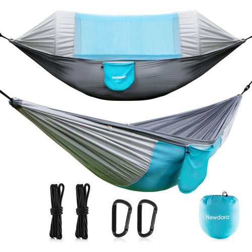  [아마존베스트]Newdora Hammock with Mosquito Net 2 Person Camping, Ultralight Portable Windproof, Anti-Mosquito, Swing Sleeping Hammock Bed with Net and 2 x Hanging Straps for Outdoor, Hiking, Ba