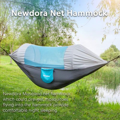  [아마존베스트]Newdora Hammock with Mosquito Net 2 Person Camping, Ultralight Portable Windproof, Anti-Mosquito, Swing Sleeping Hammock Bed with Net and 2 x Hanging Straps for Outdoor, Hiking, Ba