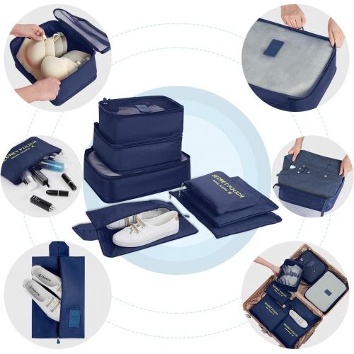  [아마존 핫딜]  [아마존핫딜]Newdora Kleidertaschen Set, 7 unterschiedliche Groessen zur Organisation Ihres Reisegepacks, Schwarzblau