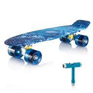 [아마존핫딜]Newdora 22 kompletter Skateboard Cruiser mit Buntem LED-Lichtrad fuer Kinder, Jungs, Madchen