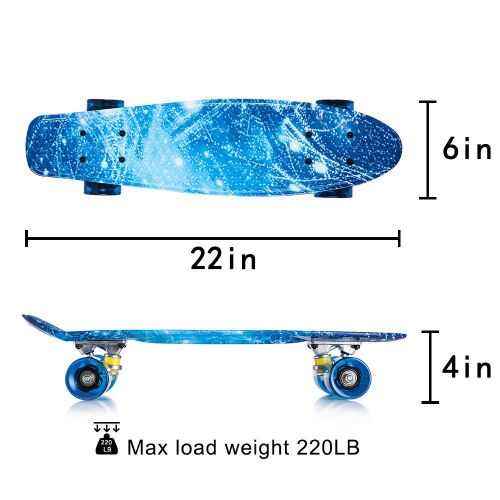  [아마존 핫딜]  [아마존핫딜]Newdora 22 kompletter Skateboard Cruiser mit Buntem LED-Lichtrad fuer Kinder, Jungs, Madchen