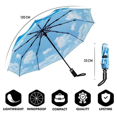  [아마존 핫딜] [아마존핫딜]Newdora Regenschirm Taschenschirm Windproof sturmfest Auf-Zu Automatik 210T Nylon Umbrella wasserabweisend klein leicht kompakt 10 Ribs Reise Golfschirm mit Geschenktuete Trockenbeu