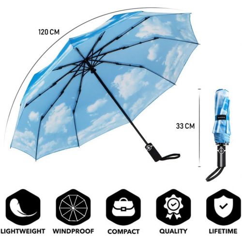  [아마존 핫딜] [아마존핫딜]Newdora Regenschirm Taschenschirm Windproof sturmfest Auf-Zu Automatik 210T Nylon Umbrella wasserabweisend klein leicht kompakt 10 Ribs Reise Golfschirm mit Geschenktuete Trockenbeu