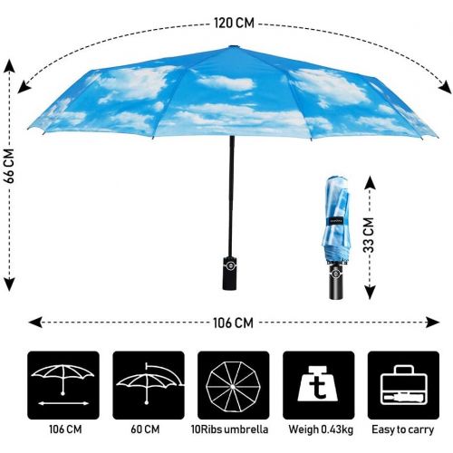  [아마존 핫딜] [아마존핫딜]Newdora Regenschirm Taschenschirm Windproof sturmfest Auf-Zu Automatik 210T Nylon Umbrella wasserabweisend klein leicht kompakt 10 Ribs Reise Golfschirm mit Geschenktuete Trockenbeu