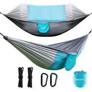 Newdora Hammock with Mosquito Net 2 Person Camping, Ultralight Portable Windproof, Anti-Mosquito, Swing Sleeping Hammock Bed with Net and 2 x Hanging Straps for Outdoor, Hiking, Ba