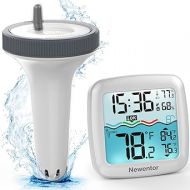 Newentor Pool Thermometer Floating Easy Read, Digital Swimming Pool Thermometer Wireless, Water Temperature Gauge with Indoor Thermometers, Floating Thermometer for Pool/Hot Tub/Fish Tank, 328ft