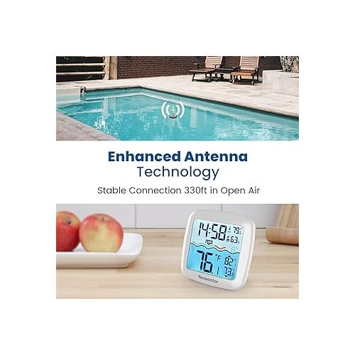 Newentor Pool Thermometer Floating Easy Read, Digital Swimming Pool Thermometer Wireless, Water Temperature Gauge with Indoor Thermometers, Floating Thermometer for Pool/Hot Tub/Fish Tank, 328ft