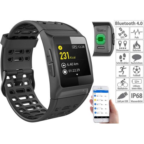  [아마존베스트]Newgen Medicals Smartwatch GPS pulse: GPS sports watch, Bluetooth, fitness, pulse, messages, colour display, IP68 (GPS watch).