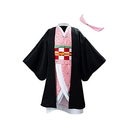  할로윈 용품Newhui Kids Demon Slayer Outfits Cloak Cape Kimono Coat Costume Halloween Cardigan Cosplay Suits