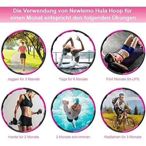  [아마존베스트]Newlemo Adult Hula Hoop (1.2 kg) with Skipping Rope, 8 Sections, Adjustable Width 72 / 83 / 95 cm, Suitable for Fitness, Sports and Abdominal Shaping