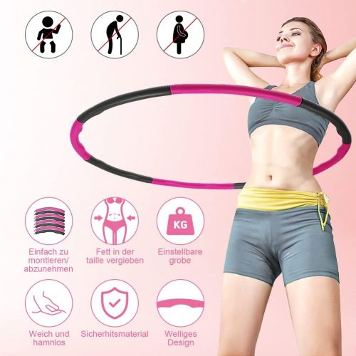  [아마존베스트]Newlemo Adult Hula Hoop (1.2 kg) with Skipping Rope, 8 Sections, Adjustable Width 72 / 83 / 95 cm, Suitable for Fitness, Sports and Abdominal Shaping