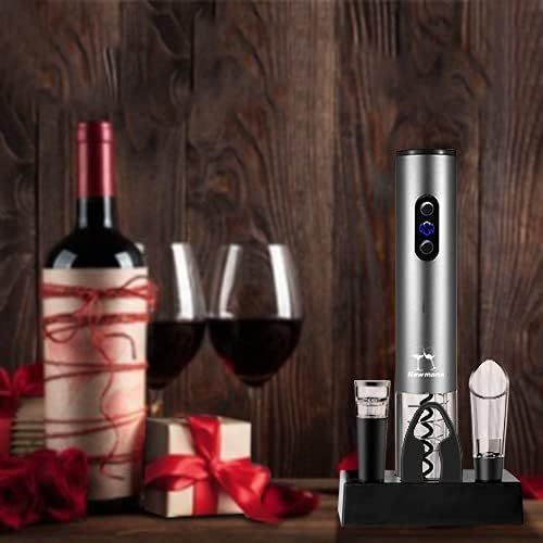  Newmana Electric Wine Opener, Cordless Electric Wine Bottle Opener Set with Charging Base 2-in-1 Aerator &Pourer, Foil Cutter, Vacuum Preservation Stoppers, Display Charging Station for Ea