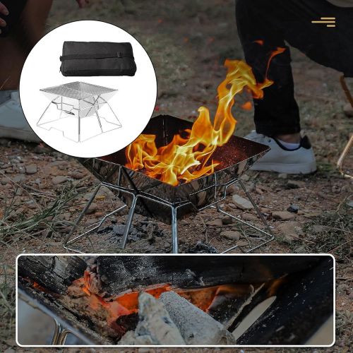  Newmind Collapsible Wood Stove Stainless Steel Wood Burner Equipment Stove Grill Kabob Charcoal Portable BBQ Grill Stove for Pinic BBQ
