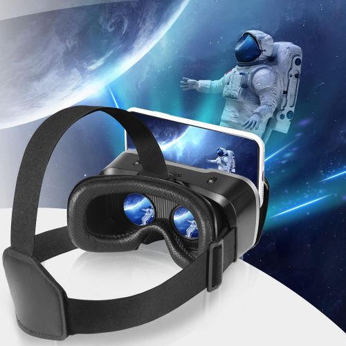  [아마존베스트]AIMAX VR Headset with Remote Controller 3D Glasses Goggles HD Virtual Reality Headset Compatible with iPhone & Android Phone Eye Protected Soft & Comfortable Adjustable Distance for Phon