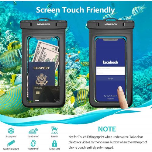  [아마존베스트]Newppon Large Waterproof Cell Phone Pouch :(2-Pack) IPX8 Universal Dry Bag for iPhone 12 11 Pro Max Xs XR X 8 7 6S Plus Samsung Galaxy S10 S9+ S8+ Note 8 6 5 Pixel 3 XL LG up to 7.