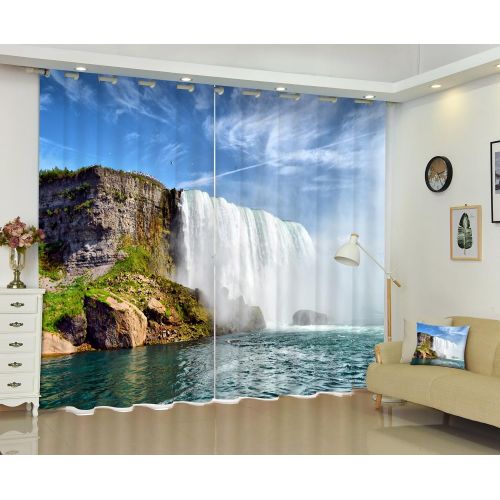  Newrara Flying Seagulls and Blue Water Thick Polyester Beach Scenery 2 Panels Blackout Window Curtain For Living Room&Bedroom,Free Hook Included (80W63L, Color9)