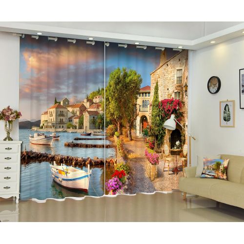  Newrara Flying Seagulls and Blue Water Thick Polyester Beach Scenery 2 Panels Blackout Window Curtain For Living Room&Bedroom,Free Hook Included (80W63L, Color9)