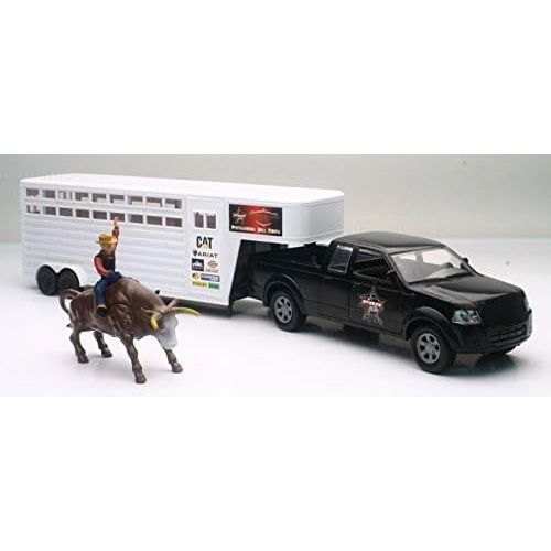  Newray PBR PBR Pickup Truck and Trailer w Bull & Rider Playset BO Sound Effects