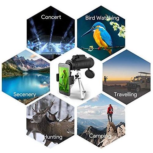  [아마존베스트]Newseego 50X60 Monocular Telescope with Phone Clip & Tripod High Performance HD Monocular Telescope Waterproof Mobile Phone Telescope for Bird Watching Camping Hiking Travel