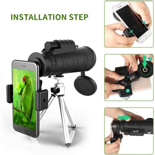  [아마존베스트]Newseego 50X60 Monocular Telescope with Phone Clip & Tripod High Performance HD Monocular Telescope Waterproof Mobile Phone Telescope for Bird Watching Camping Hiking Travel