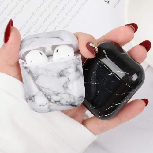  [아마존베스트]Newseego Portable Charging Case with Full Protection Waterproof Silicone Marble Pattern for Apple Airpods Accessory for Headphones and Earphones