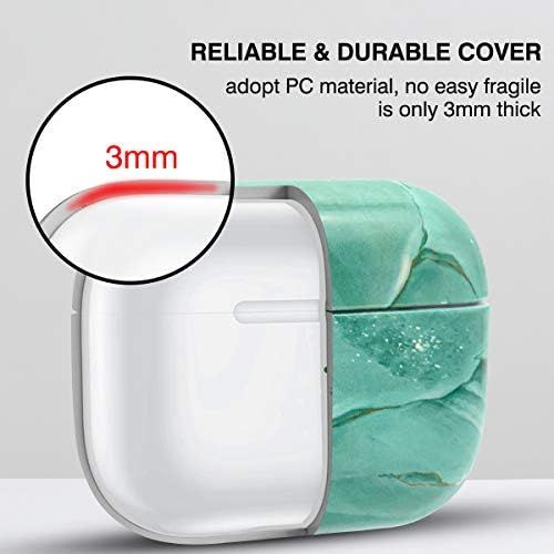  [아마존베스트]Newseego Compatible with AirPods Pro Case, Ultra Thin Marble Case, Full Protection, Shockproof Hard Cover, Portable Case for AirPods Pro Earpods Earpods Charging Bag, Green