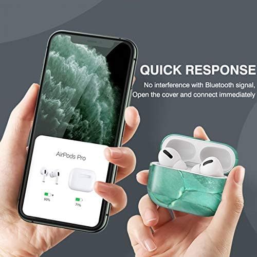  [아마존베스트]Newseego Compatible with AirPods Pro Case, Ultra Thin Marble Case, Full Protection, Shockproof Hard Cover, Portable Case for AirPods Pro Earpods Earpods Charging Bag, Green