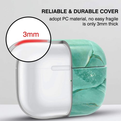  [아마존베스트]Newseego Compatible with AirPods Pro Case, Ultra Thin Marble Case, Full Protection, Shockproof Hard Cover, Portable Case for AirPods Pro Earpods Earpods Charging Bag, Green