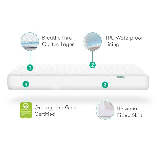  Newton Waterproof Mattress Crib Mattress Pad 100% Breathable Proven to Reduce Suffocation Risk, Ultra-Plush, Universal Fit, 100% Washable