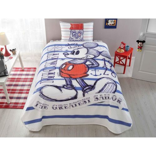  NewyHome TAC Disney Mickey Mouse Single/Twin 100% Cotton Bedding Bedspread/Coverlet Set 3 Pcs