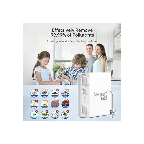  Tankless Reverse Osmosis System: 600 GPD RO Water Filter Under Sink with Smart Faucet for Kitchen Sink 7-Stage Undersink Drinking Filtration Purifier for Whole Home Fluoride 2:1 NSF 58/372