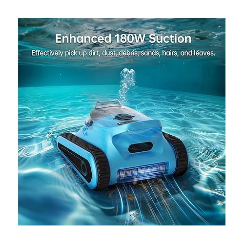  Cordless Pool Vacuum for Above Ground Pool: NexTrend Automatic Robotic Pool Cleaner Wall Floor Waterline Cleaning 180W Powerful Suction Last 150 Mins for Inground Swimming Pool up to 2,050 sq.ft