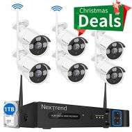 [8CH Expandable] Security Camera System Wireless, NexTrend 8CH Camera Security System with 6pcs 960P Outdoor Security Camera, 1TB Hard Drive Pre-Installed, Clear Night Vision, Free