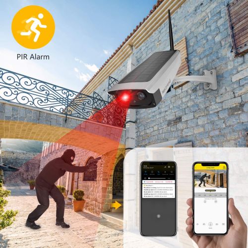  Solar-Powered Battery Security Camera, NexTrend Wire-Free Wireless IP Camera for Outdoor with 6600mAh Battery, PIR Alarm, IR-Cut Night Vision, Full HD Wide Angle Lens, SD Card Slot