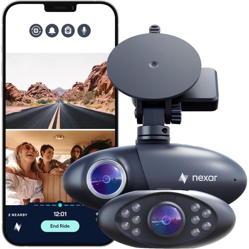  [아마존베스트]Nexar Pro GPS | Dual Dash Cam System | New 2021 Model | SD Card Included | Road & Interior Recording | Unlimited Cloud Storage | Parking Mode | WiFi