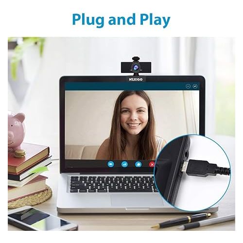  NexiGo N60 1080P Webcam with Microphone, Adjustable FOV, Zoom, Software Control & Privacy Cover, USB HD Computer Web Camera, Plug and Play, for Zoom/Skype/Teams, Conferencing and Video Calling