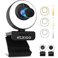 NexiGo N620E 60FPS AutoFocus ePTZ Webcam, 2X Digital Zoom, Ring Light & Privacy Cover, [Software Included], 1080P FHD Streaming Web Camera, Dual Stereo Mics, for Zoom Skype Teams
