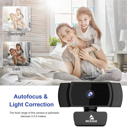  [아마존베스트]2021 AutoFocus 1080p Webcam with Stereo Microphone and Privacy Cover, NexiGo FHD USB Web Camera, for Streaming Online Class, Compatible with Zoom/Skype/Facetime/Teams, PC Mac Lapto