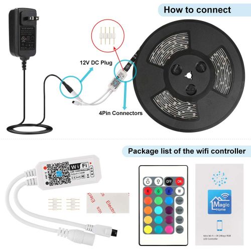  Nexlux LED Strip Lights, WiFi Wireless Smart Phone Controlled Light Strip LED Kit 5050 LED Lights,Working with Android and iOS System,Alexa, Google Assistant