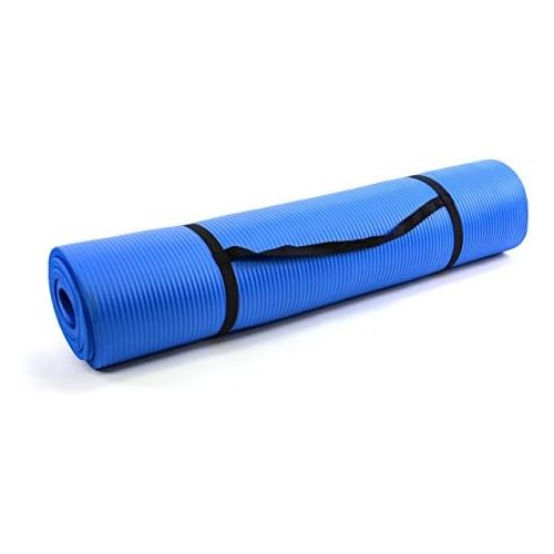  [아마존베스트]Nexos Yoga Mat Extra Thick Extra Wide XXL Gymnastics Mat Fitness Mat Pilates Mat with Carry Strap 190 x 102/60 x 1.5 cm Black Blue Natural Choice of Size and Colour