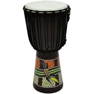 [아마존베스트]Nexos Trading 50cm Djembe Drum Bush Drum Africa Style Exotic dotprint Straps Knot Goatskin Black/Multicoloured