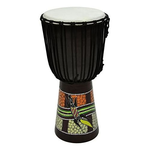  [아마존베스트]Nexos Trading 50cm Djembe Drum Bush Drum Africa Style Exotic dotprint Straps Knot Goatskin Black/Multicoloured