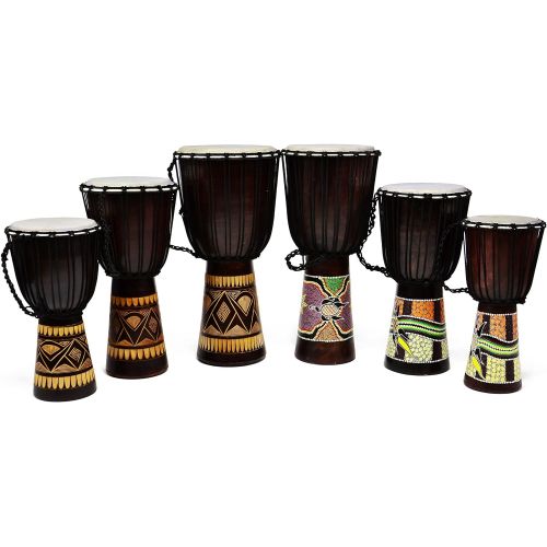  [아마존베스트]Nexos Trading 50cm Djembe Drum Bush Drum Africa Style Exotic dotprint Straps Knot Goatskin Black/Multicoloured