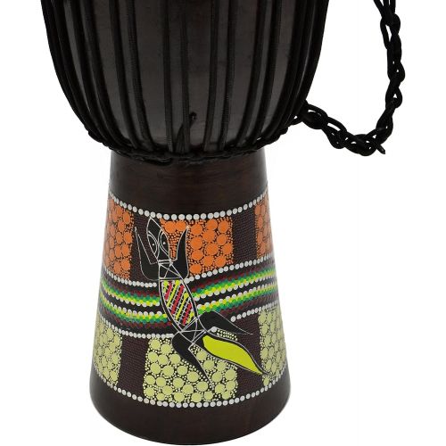  [아마존베스트]Nexos Trading 50cm Djembe Drum Bush Drum Africa Style Exotic dotprint Straps Knot Goatskin Black/Multicoloured