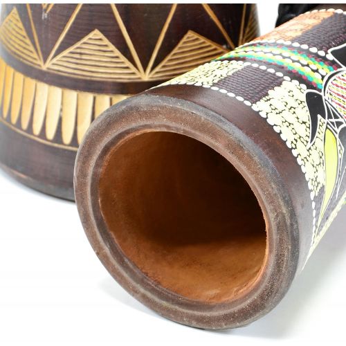  [아마존베스트]Nexos Trading 50cm Djembe Drum Bush Drum Africa Style Exotic dotprint Straps Knot Goatskin Black/Multicoloured